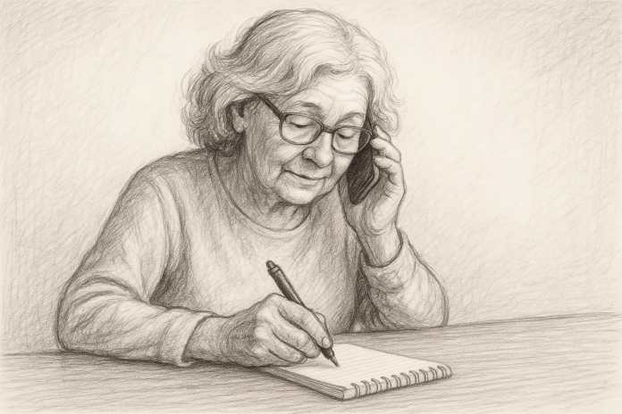 telefonujúca seniorka Seniorka